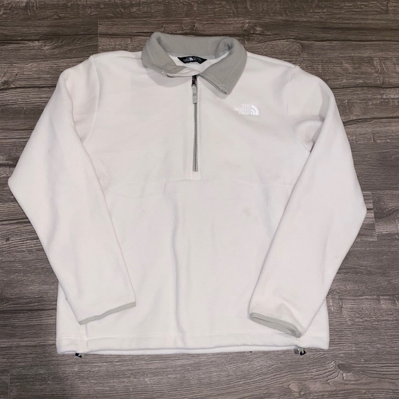 Men’s Cream and Sage Green North Face Fleece Pullover Size Medium - Picture 1 of 3